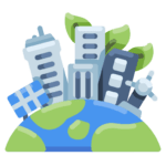 Alt Text: “Icon of a green city skyline, highlighting sustainable urban development.”