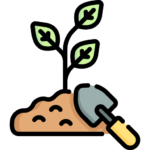 Alt Text: “Icon of a seedling being planted, emphasizing growth and environmental care.”